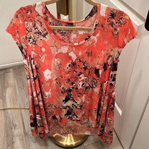 EUC: Watermelon abstract paint splatter design Ducci Tunic Large shirt sleeve